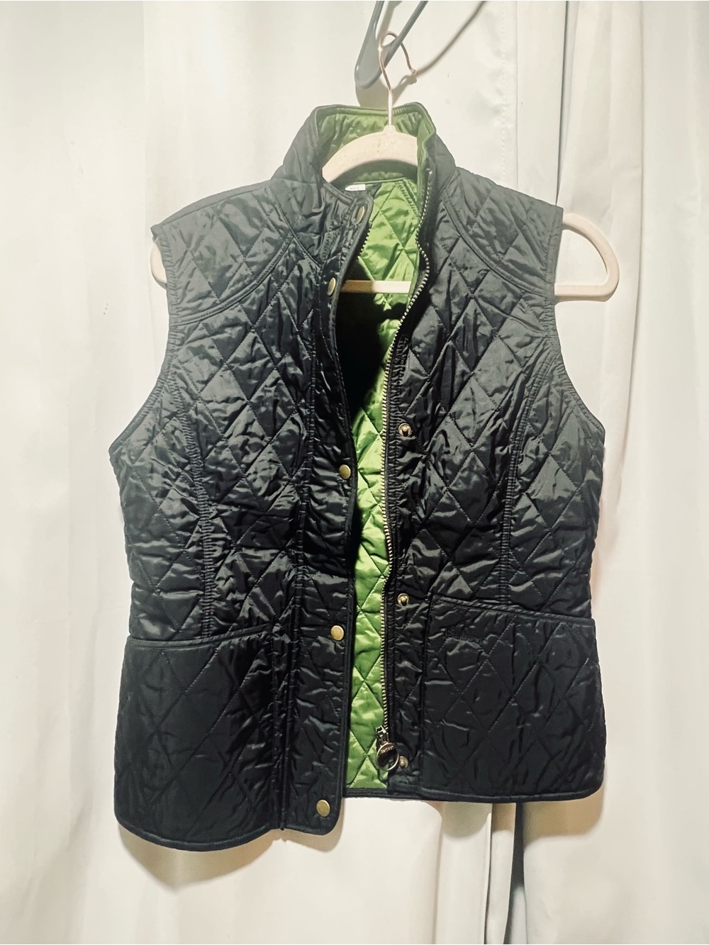 Barbour Women’s Black Quilted Snap Zip Vest UK 10 US 6 Classic Equestrian - Picture 2 of 8